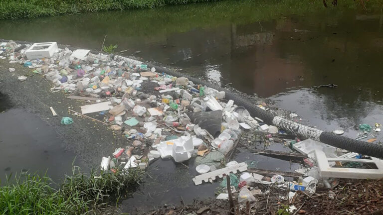 Rio Maranguapinho recebe ecobarreiras para impedir chegada de lixo ao mar