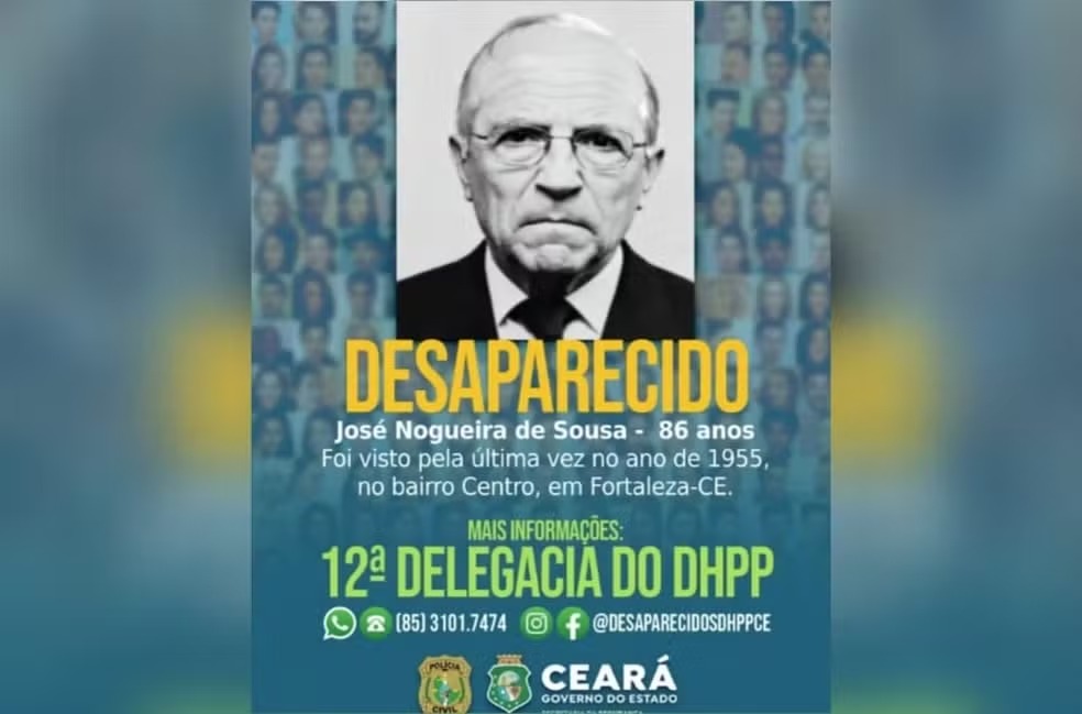 Homem desaparecido há 70 anos é o caso mais antigo em investigação pela Polícia Civil do Ceará