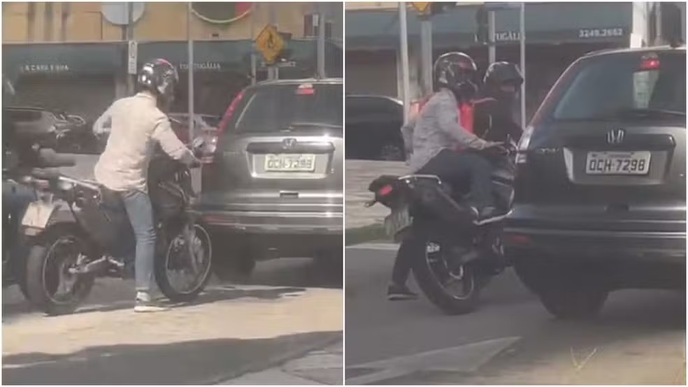 Motociclista persegue e danifica carro de mulher após desentendimento no trânsito em Fortaleza