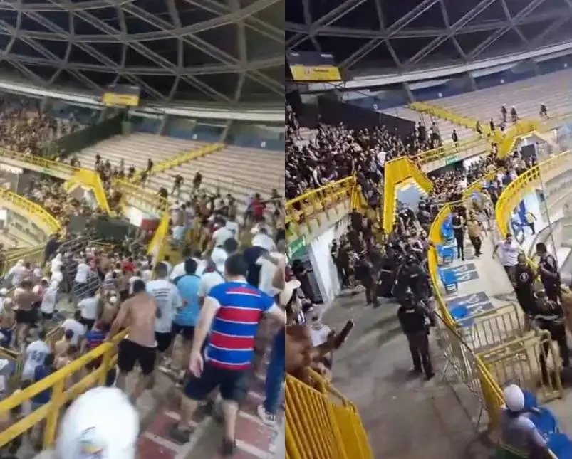 Confusão generalizada encerra Clássico-Rei do Futsal no Ginásio Paulo Sarasate, em Fortaleza