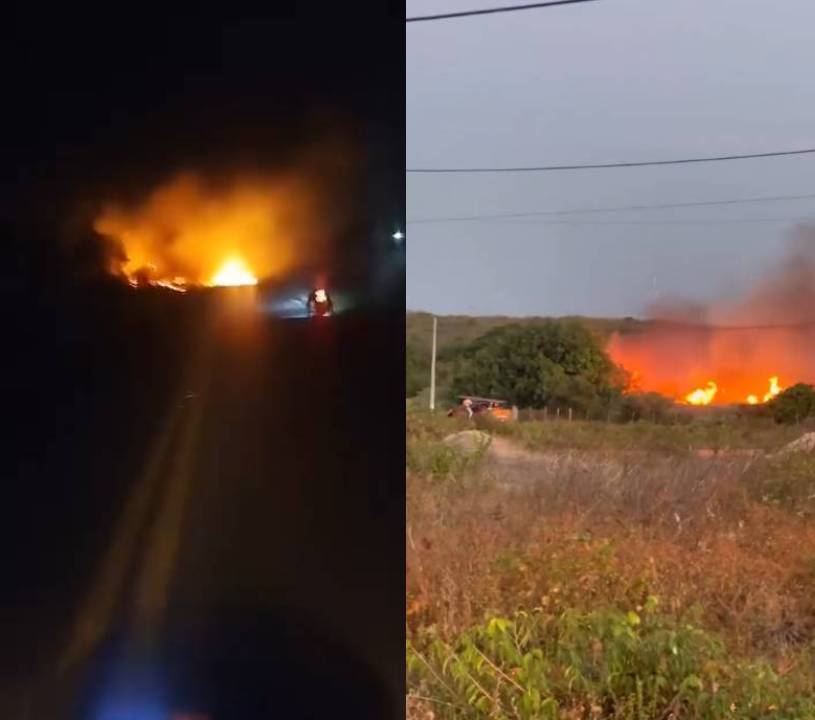 Regiões de Aracati voltam a ser atingidas por incêndio em áreas de vegetação, neste sábado (20)