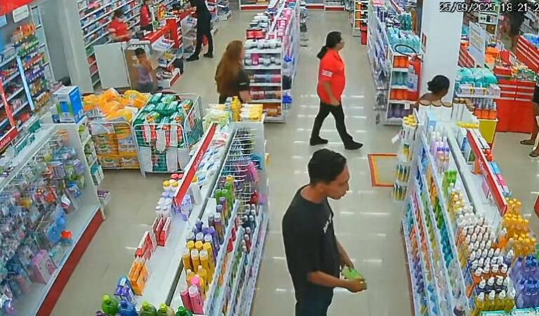 Criminoso furta colônias infantis em farmácia no bairro Maraponga, em Fortaleza