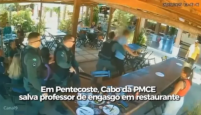 Policial Militar salva professor engasgado em restaurante no interior do Ceará