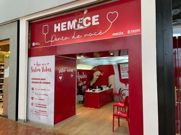 Hemoce inaugura posto de coleta temporário em shopping de Fortaleza partir desta quinta (11)