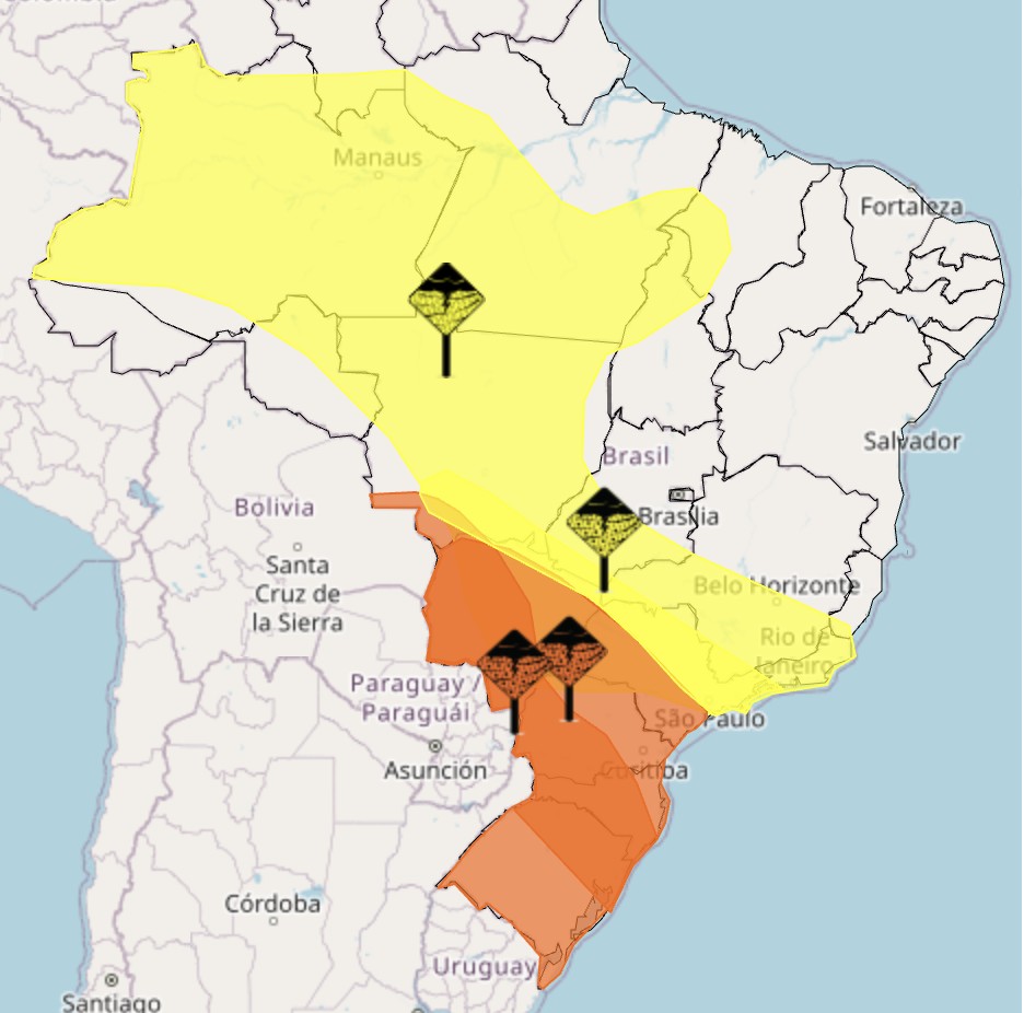 Final de semana tem alerta para chuvas fortes no Centro-Sul