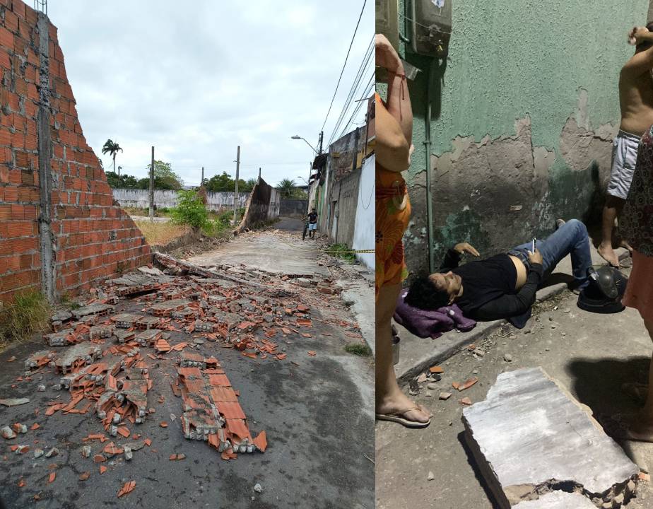 Motociclista por aplicativo é atingido por desabamento de muro no bairro Messejana, em Fortaleza