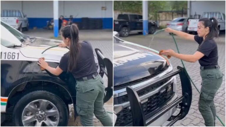 Policial que publicou vídeo lavando viatura é punida com dois dias de prisão no Ceará