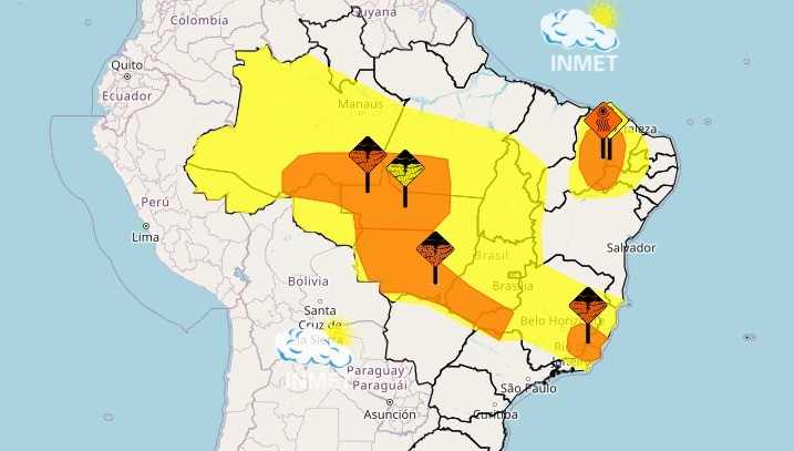Alerta laranja: Brasil tem perigo de tempestade nesta terça-feira