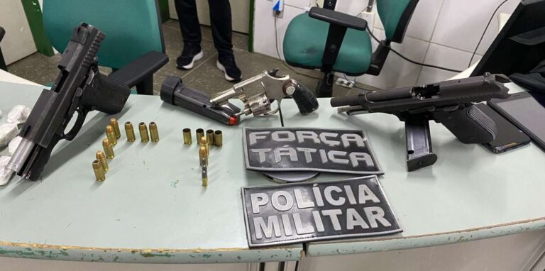Homem e três adolescentes são capturados com armas e drogas após tentativa de homicídio no Ceará