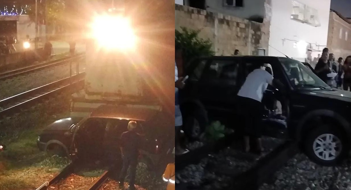 Carro colide em trem de carga em bairro de Fortaleza; não houve feridos