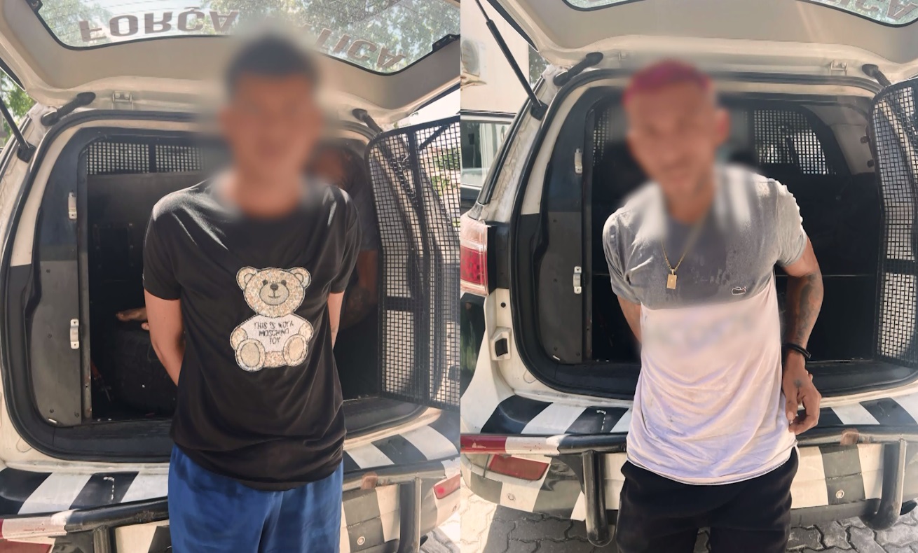 Homem e adolescente são capturados após assalto a ônibus em Fortaleza; faca foi apreendida