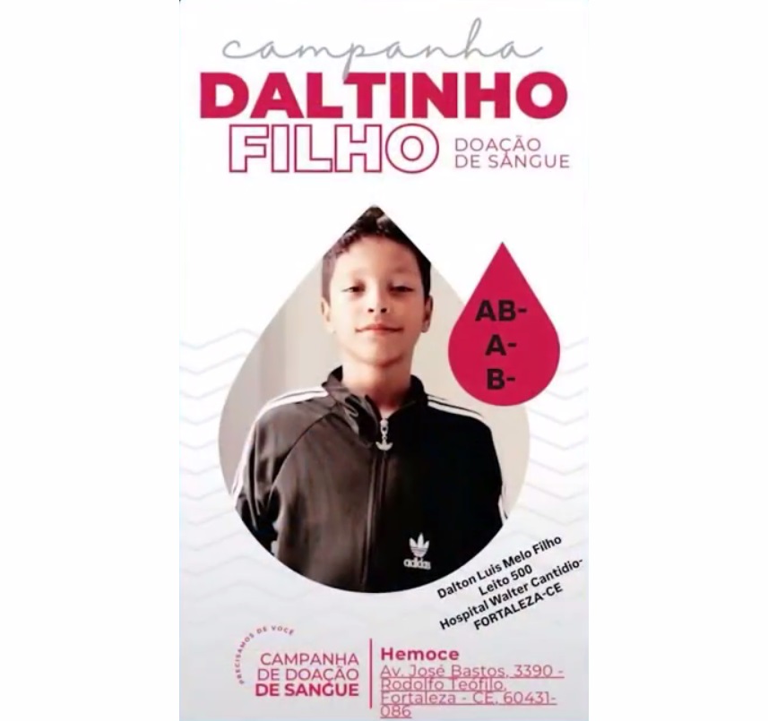 Jovem internado em estado grave com câncer precisa de doação de sangue; saiba como doar