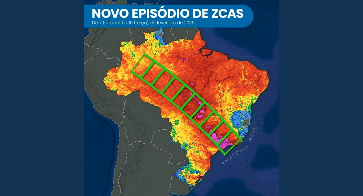 ZCAS provoca chuvas fortes no Sudeste e em outras áreas do Brasil