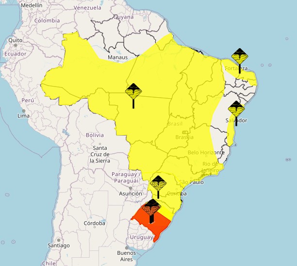 Frente fria avança e deixa mais de 20 Estados em alerta para tempestades; veja quais
