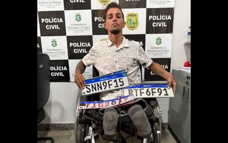 Cadeirante é preso em Fortaleza após ser flagrado furtando placas de carro