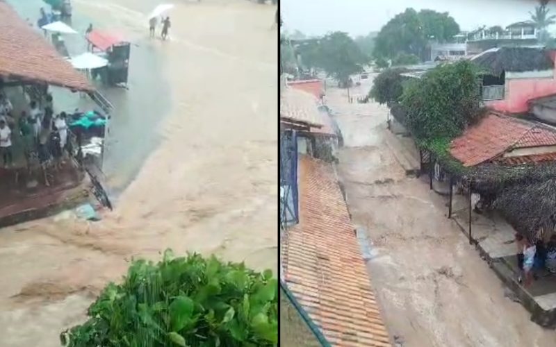 Chuvas causam alagamentos e transtornos em Jijoca de Jericoacoara, no Ceará