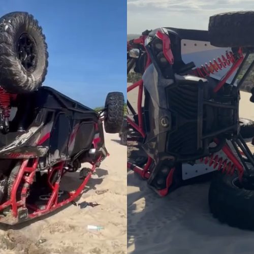 Policial militar fica gravemente ferido após acidente com quadriciclo em praia no Ceará
