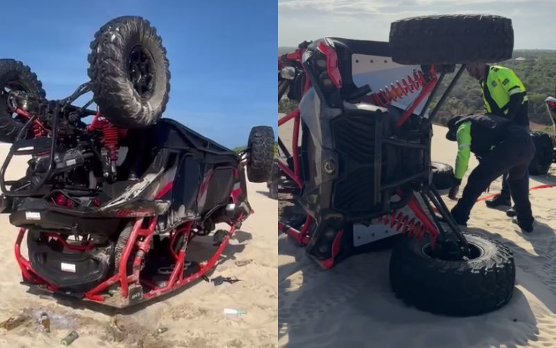 Policial militar fica gravemente ferido após acidente com quadriciclo em praia no Ceará