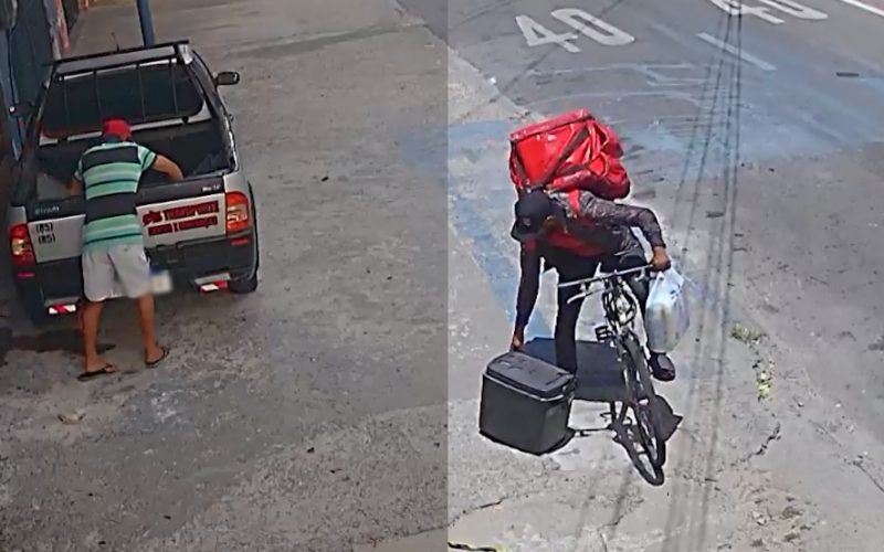 Câmeras registram duas ações criminosas em dias seguidos na mesma rua de Fortaleza