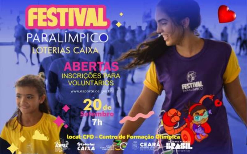 Abertas as inscrições para a seleção de voluntários para o Festival Paralímpico