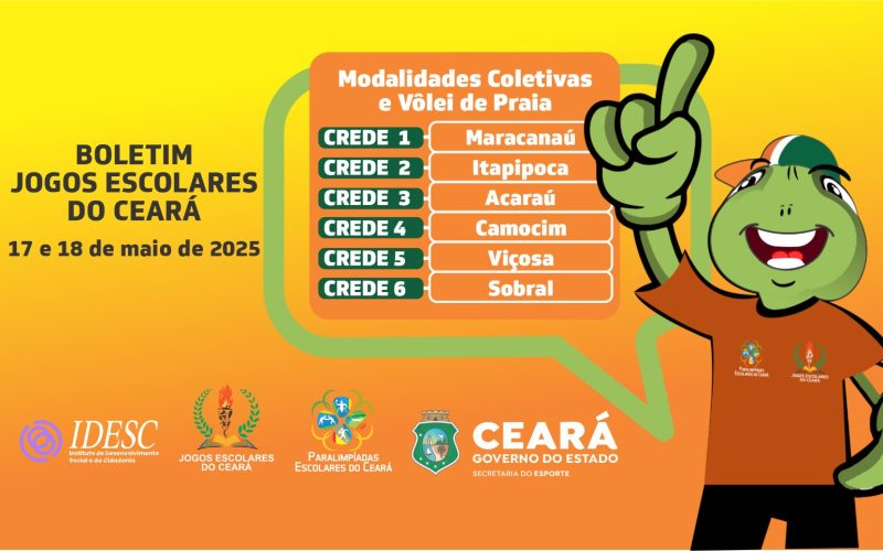 Sesporte realiza a última rodada da etapa Credes dos Jogos Escolares no Ceará, nos dias 17 e 18 de maio
