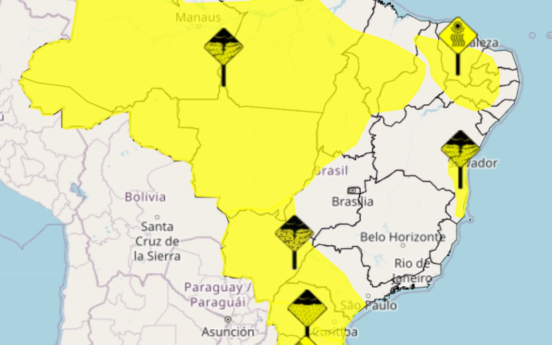 Após dias de calor intenso, semana começa com alerta de tempestade em boa parte do país
