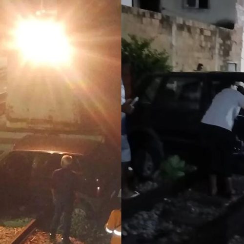 Carro colide em trem de carga em bairro de Fortaleza; não houve feridos