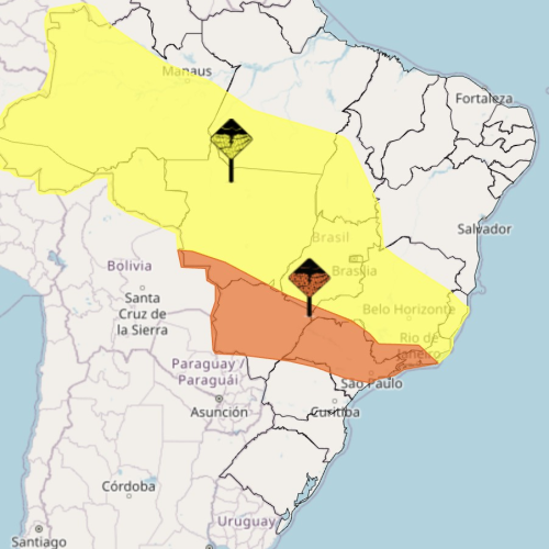 Sudeste e Centro-Oeste tem condição para chuvas fortes nesta terça