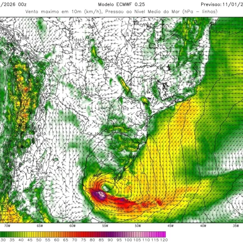 Veja qual será a rota do ciclone extratropical a partir de hoje