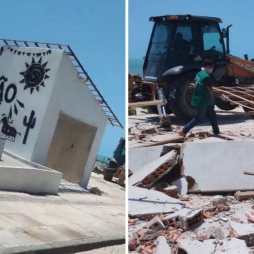 Prefeitura de Fortaleza realiza demolição da sede do Instituto Cai Cai Balão na orla do Pirambu
