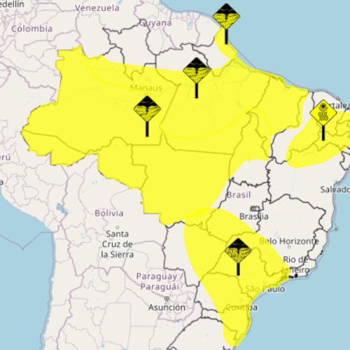 Inmet coloca quase todo o país sob alerta amarelo para chuvas intensas; veja