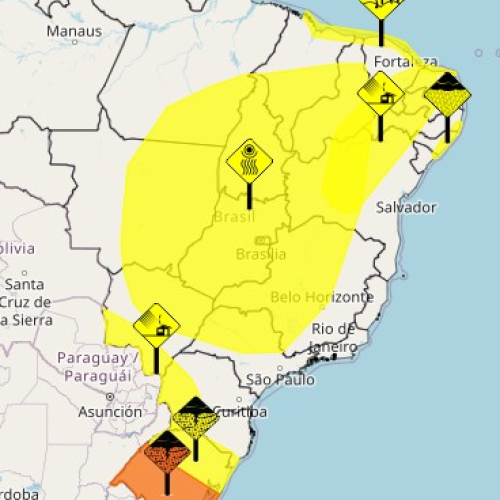 Sexta-feira tem alerta para chuva forte no Sul e tempo seco no restante do país