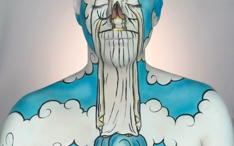 Artista cearense surpreende ao homenagear monumento de Nossa Senhora de Fátima com pintura corporal