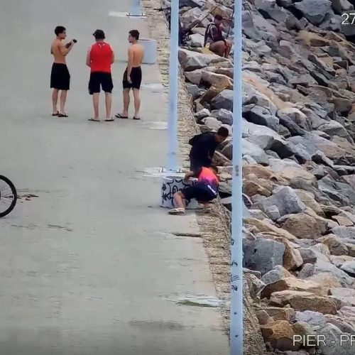 Presos dois homens flagrados pichando lixeiras no espigão da João Cordeiro