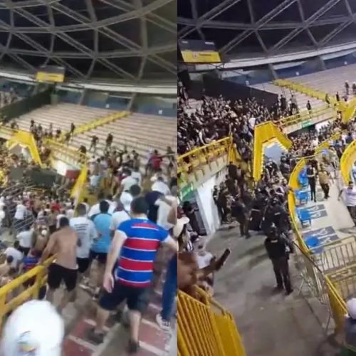 Confusão generalizada encerra Clássico-Rei do Futsal no Ginásio Paulo Sarasate, em Fortaleza