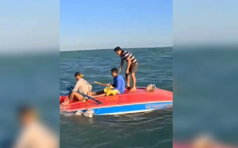 Vídeo mostra momento do resgate de três pescadores após 12 horas à deriva no mar do Ceará