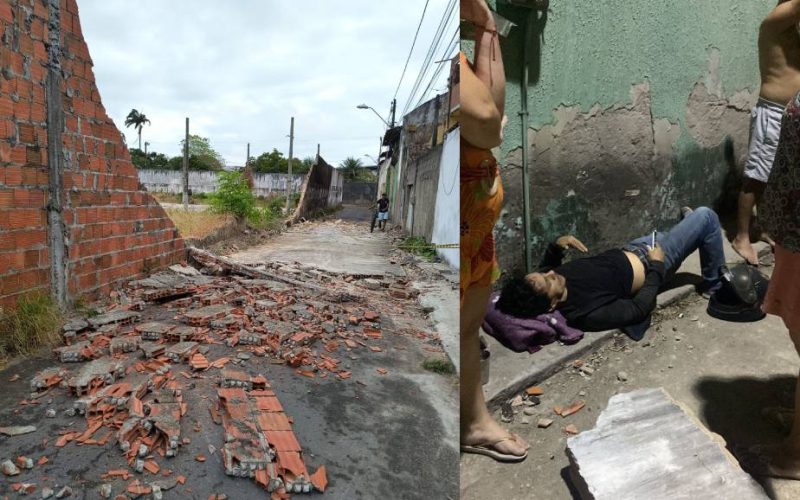 Motociclista por aplicativo é atingido por desabamento de muro no bairro Messejana, em Fortaleza