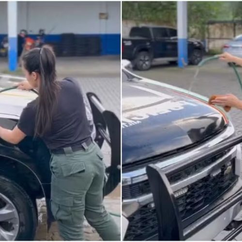 Policial que publicou vídeo lavando viatura é punida com dois dias de prisão no Ceará