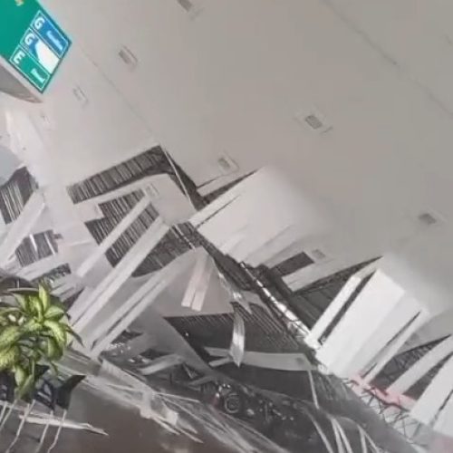 Teto de posto de gasolina desaba após fortes chuvas no Ceará; vídeo mostra estragos